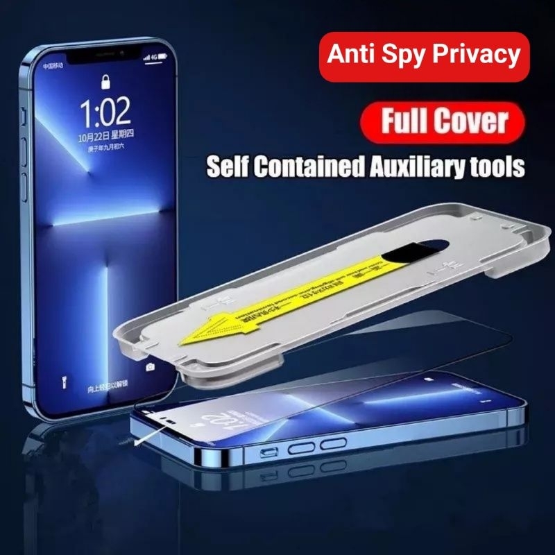 Superfit Tempered glass iPhone X Xs Xr Xs Max 11 11 Pro 11 Pro Max 12 12 Pro 12 Pro Max 13 13 Pro 13 Pro Max 14 14 Pro 14 Pro Max 14 Plus Easy Install Anti Gores Anti Spy Privacy Full Layar