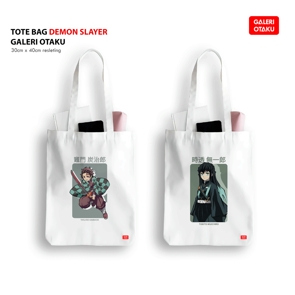 TERBARU TOTE BAG CANVAS ANIME DEMON SLAYER TOKITO MUICHIRO / TANJIRO KAMADO / TOTEBAG ANIME PREMIUM / MERCHANDISE ANIME DEMON SLAYER