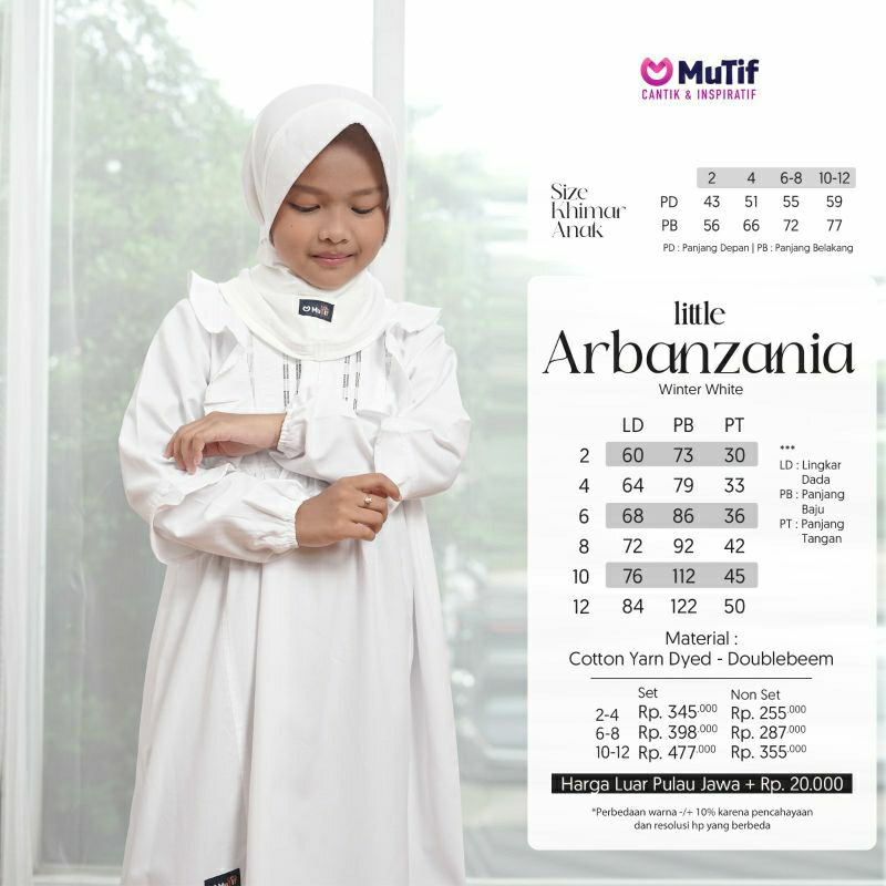 Mutif Sarimbit Arbanzania Winter White Mutif Man Arbanz Little Arbanzania Little Arbanz Baju Muslim Gamis Sarimbit Keluarga Family Series Terbaru Ori Lebaran 2023