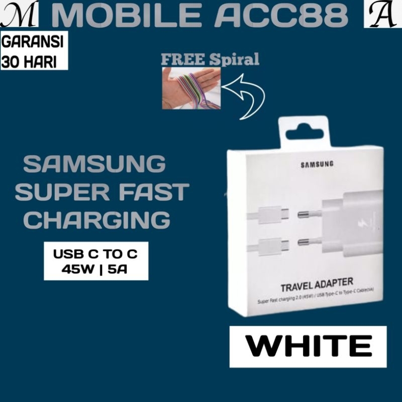 Charger Samsung 45W S20/S21 Ultra/S20+/Galaxy Note 10 Plus/S20 Ultra/S22 Plus/Ultra /S23/S23 Ultra/S23 plus Type C 45W Super Fast Charging Original