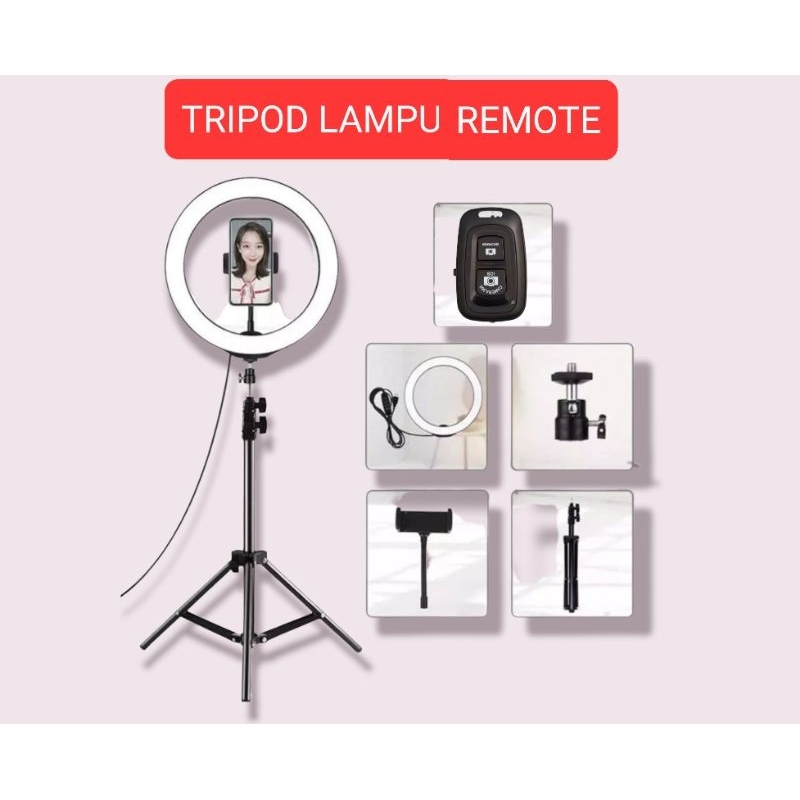 Fani acc tripod ringligh 2M lampu 26cm remote stand holder dudukan hp termurah original dijamin kuat tripod plus remote lampu tripod 2m lampu 26cm 3 mode remote