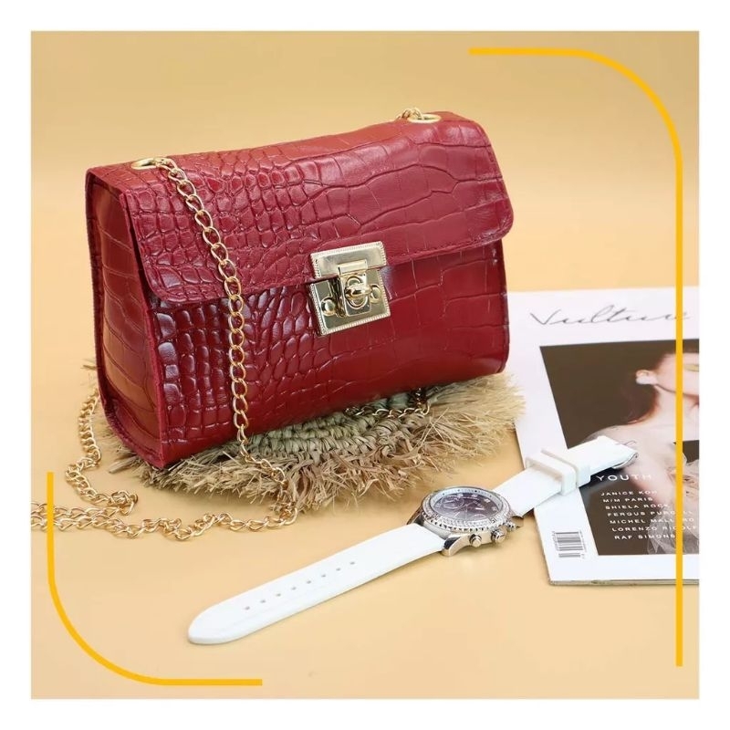 02 | Tas Slingbag Wanita Merah Maroon & Pink