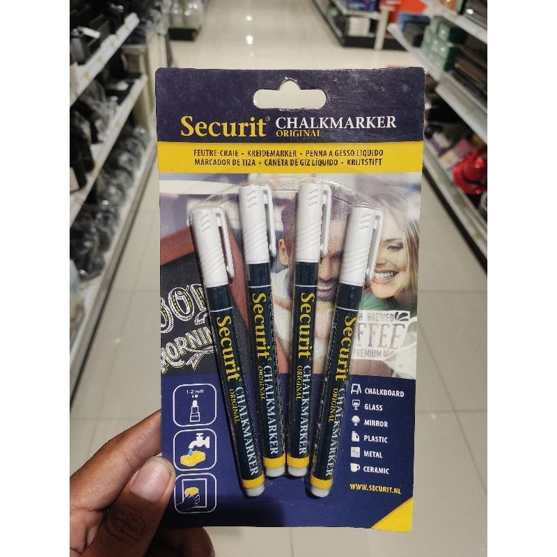 

Securit chalkmarker/marker chalkboard set isi 4pcs/marker papan tulis kapur