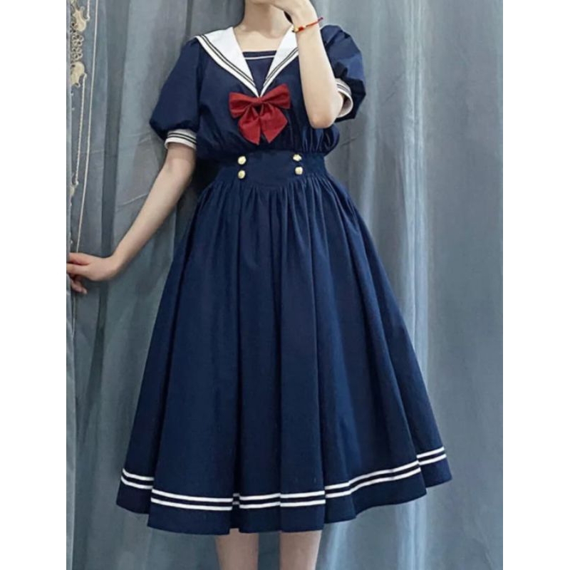 【AiVii】DRESS MIDI SAILOR NAVY