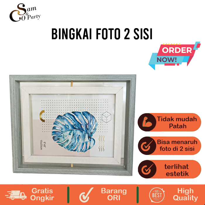 Bingkai Foto 2 Sisi Kayu Simply XL Segi Empat Minimalis / Bingkai Foto Kayu 2 Sisi / Foto Frame
