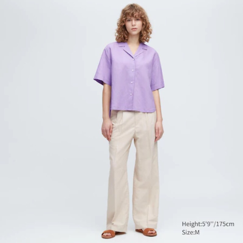 UNIQLO Linen Blend Open Collar Shirt