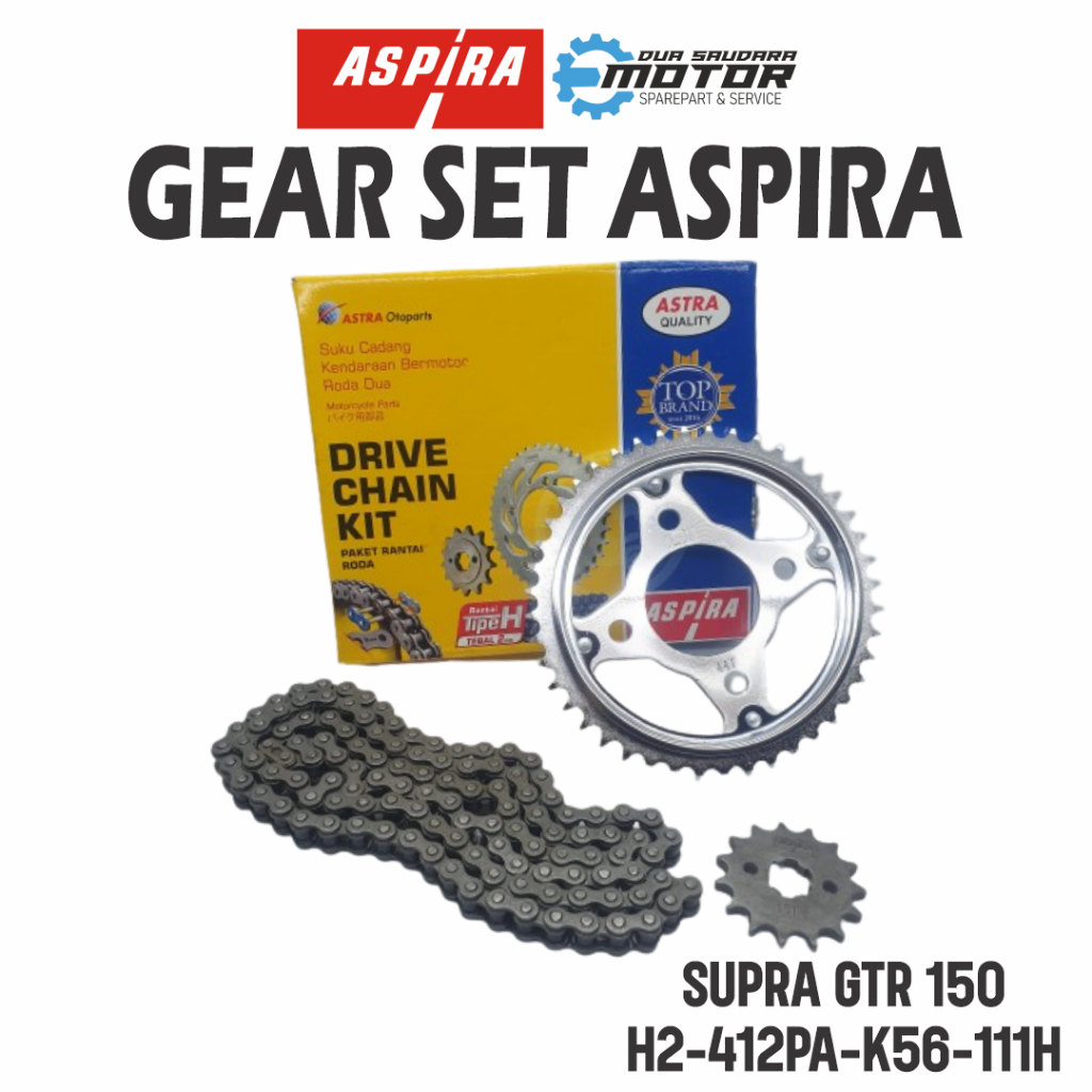 GEAR SET SUPRA GTR 150 ASPIRA GEAR RANTAI RODA SET GEAR PAKET UNTUK MOTOR SUPRA GTR 150