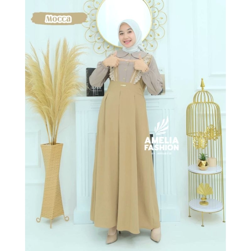 GAMIS ALULA CRINGKLE ORI AMELIA FASHION DRESS CANTIK TERBARU MURAH KEKINIAN