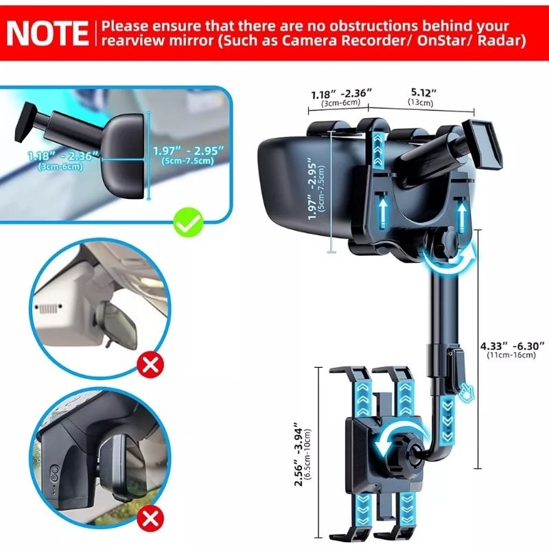 Holder Mobil 360 Spion Tengah Mobil putar 360 Derajat / Car Phone Spion Multifungsi