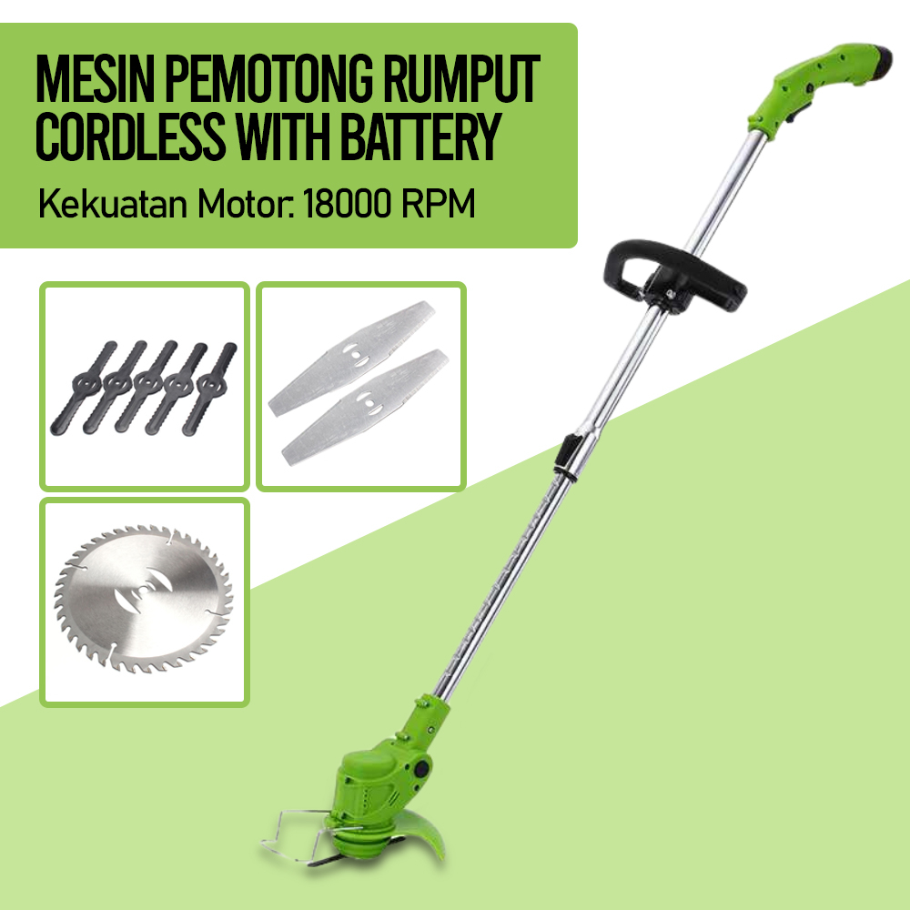 Mesin Pemotong Rumput Cordless Electric with Battery 12V - YY-GCJ00 - Green