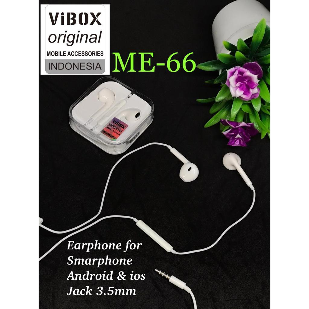 PROMO HANDSFREE VIBOX ME-66 FOR 4G 5G 6G HIGH QUALITY CLEAR SOUND WITH VOLUME CONTROL