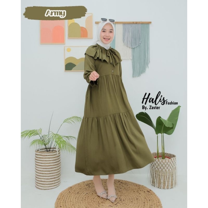 Original midi dress katun twill halis fashion syari cotton adem baju manasik haji