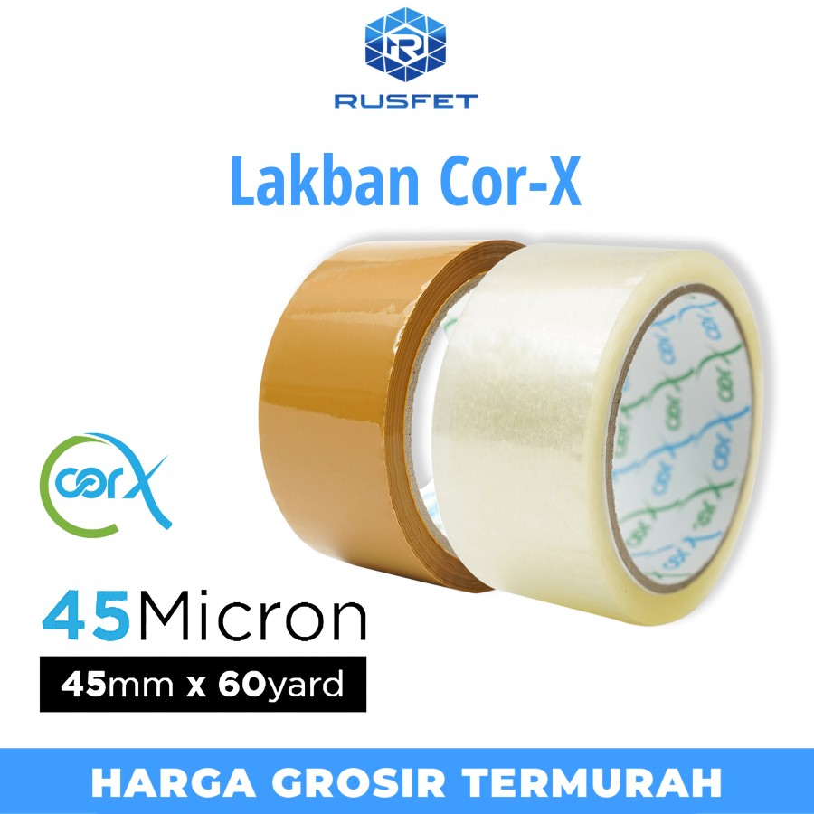 Lakban 45mm x 60yard CorX Plakban isolasi OPP Tape SATUAN TERMURAH