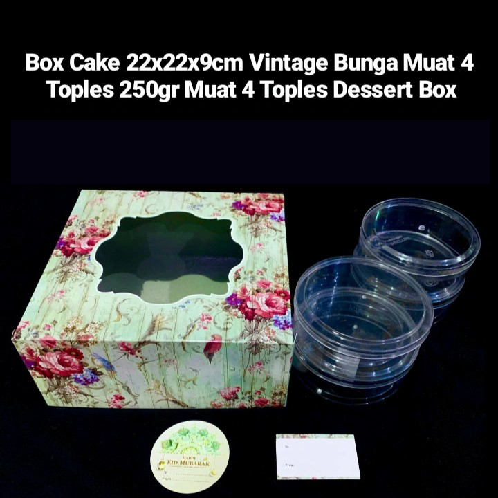 

5 pcs Box Cake Vintage Bunga Kardus Kemasan Kue Bolu Dus Toples 250gr isi 4 Packaging Hampers Ukuran 22x22x9 cm