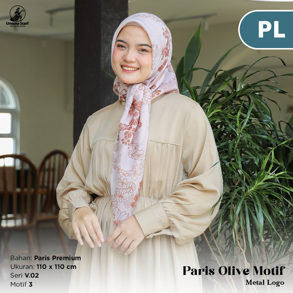 Hijab Segi Empat Umama Voal Paris Olive Premium - Jilbab Seragam Segiempat Kerudung