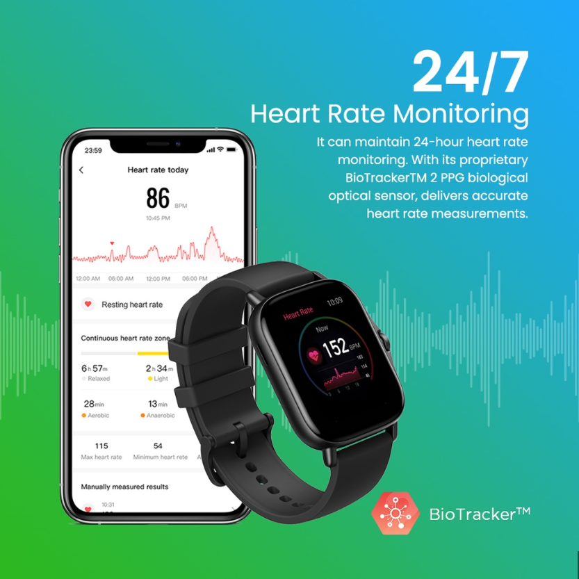 Amazfit GTS 2 Smartwatch 1.65 HD AMOLED Always-On display, Receive Bluetooth phone call, GPS, jam tangan pria wanita with SpO2