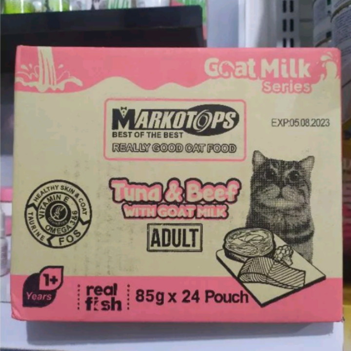 Makanan Kucing Markotops Sachet Adult Tuna &amp; Beef Pouch 85G