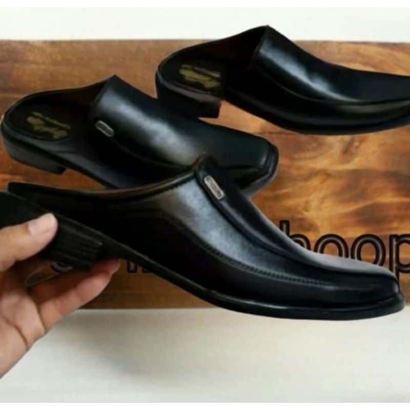 sepatu sandal pria bustong bahan kulit sentetis kualitas import