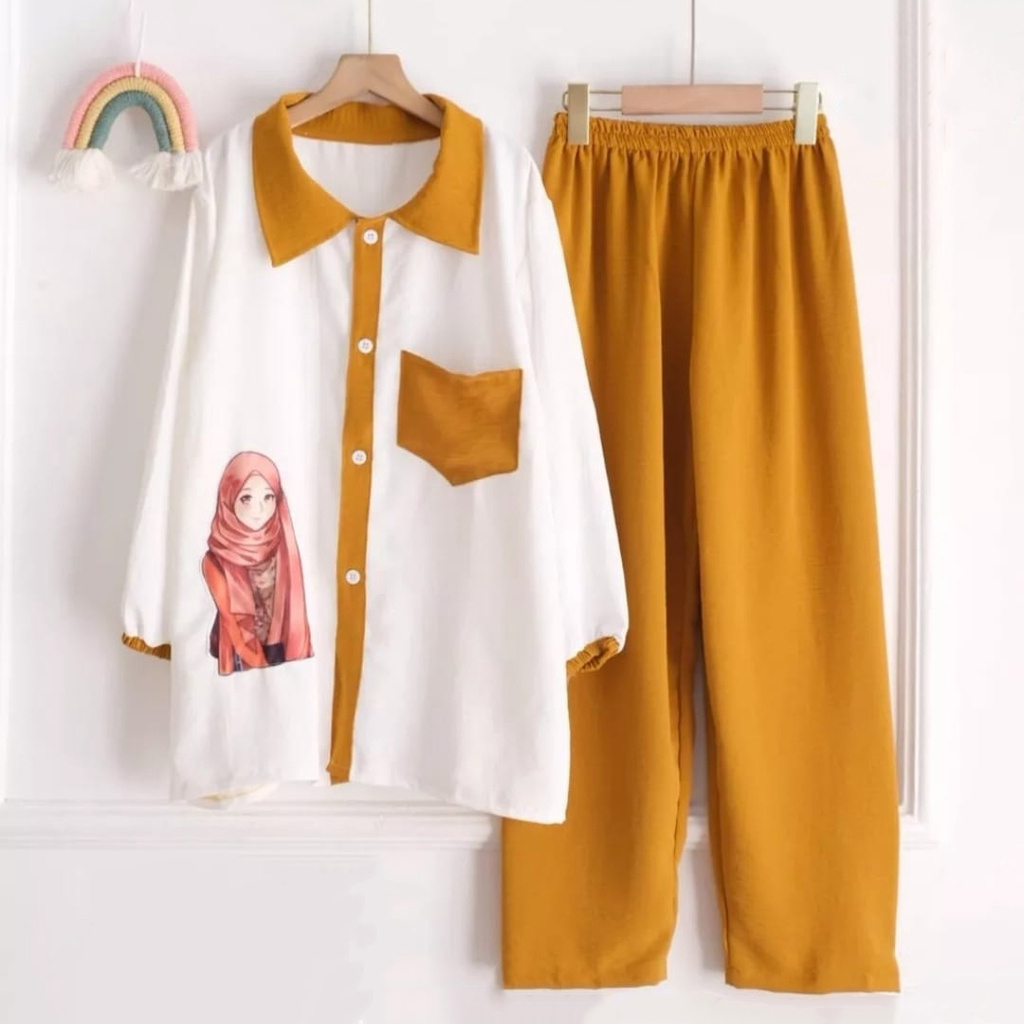 [COD] Shazfa.apparel - Pakaian Setelan Wanita Muslim Terkini Bahan Crinkle Setelan Viral