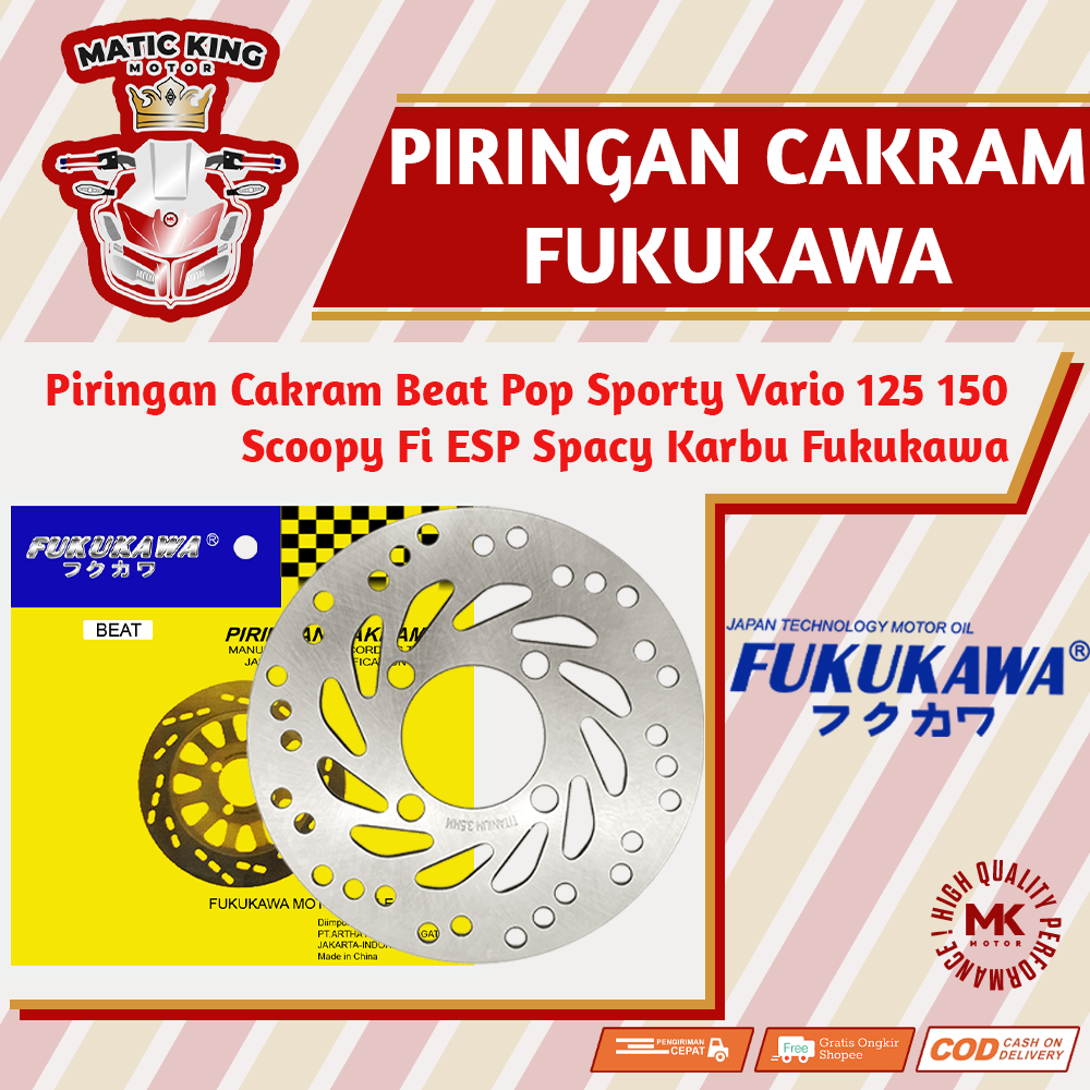 Piringan cakram disc brake Honda Beat Vario Scoopy Genio Deluxe Spacy 110/125/160 Fukukawa