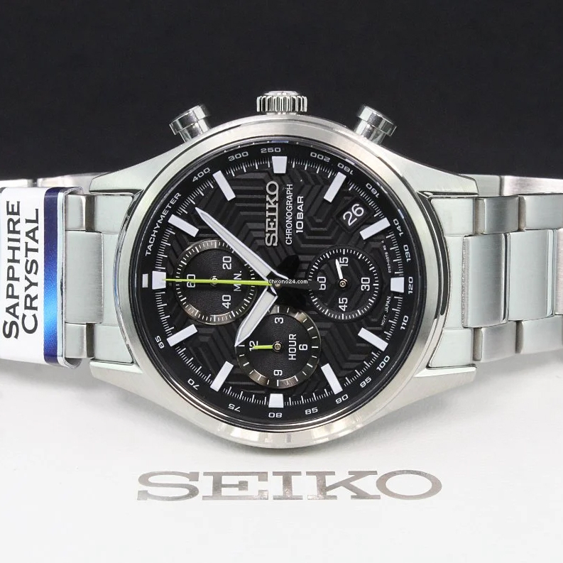 Seiko Quartz SSB419P1 Chronograph Sapphire Black - Jam Tangan Pria SSB419