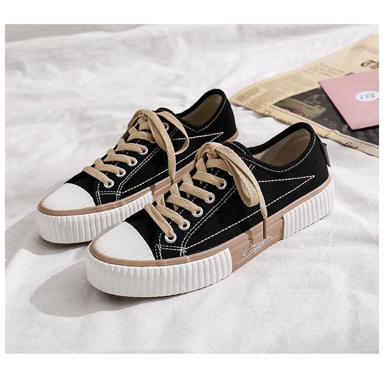 Free BOX Sepatu Sneakers Wanita Import Sepatu Kanvas Wanita Kasual Polos Tali Premium Quality Sepatu Casual Sneakers Wanita Sport Shoes NS058