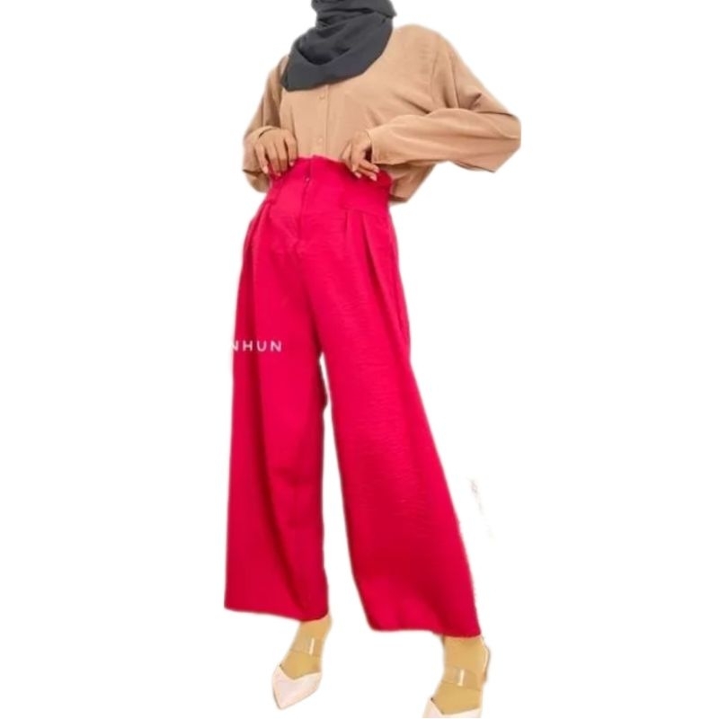 Kulot wanita rample - highwaist culote crincle airflow