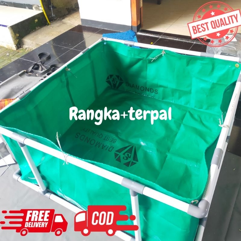 rangka dan terpal kolam ikan fullset