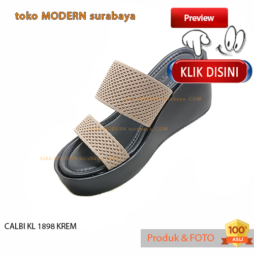 Sandal wanita casual sandal slide wedges tinggi CALBI KL 1898