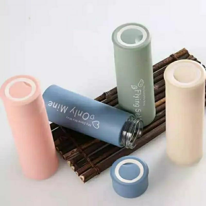 Botol Minum Kaca Tumbler unik design korea 400ml botol my zone my way
