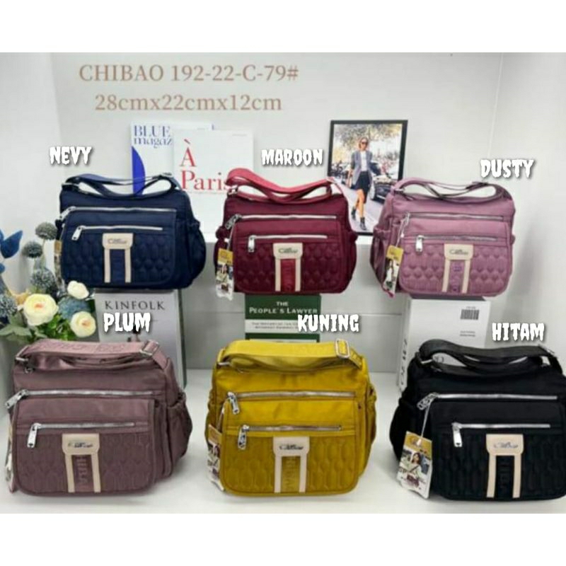 Tas Selempang Wanita ORI Chibao Kanvas Bordir CB192 6Sleting