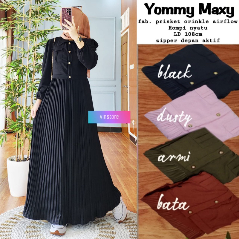 YOMMY MAXY , GAMIS DRESS PLISKET POLOS SIMPLE TERMURAH by vinstore | 310523