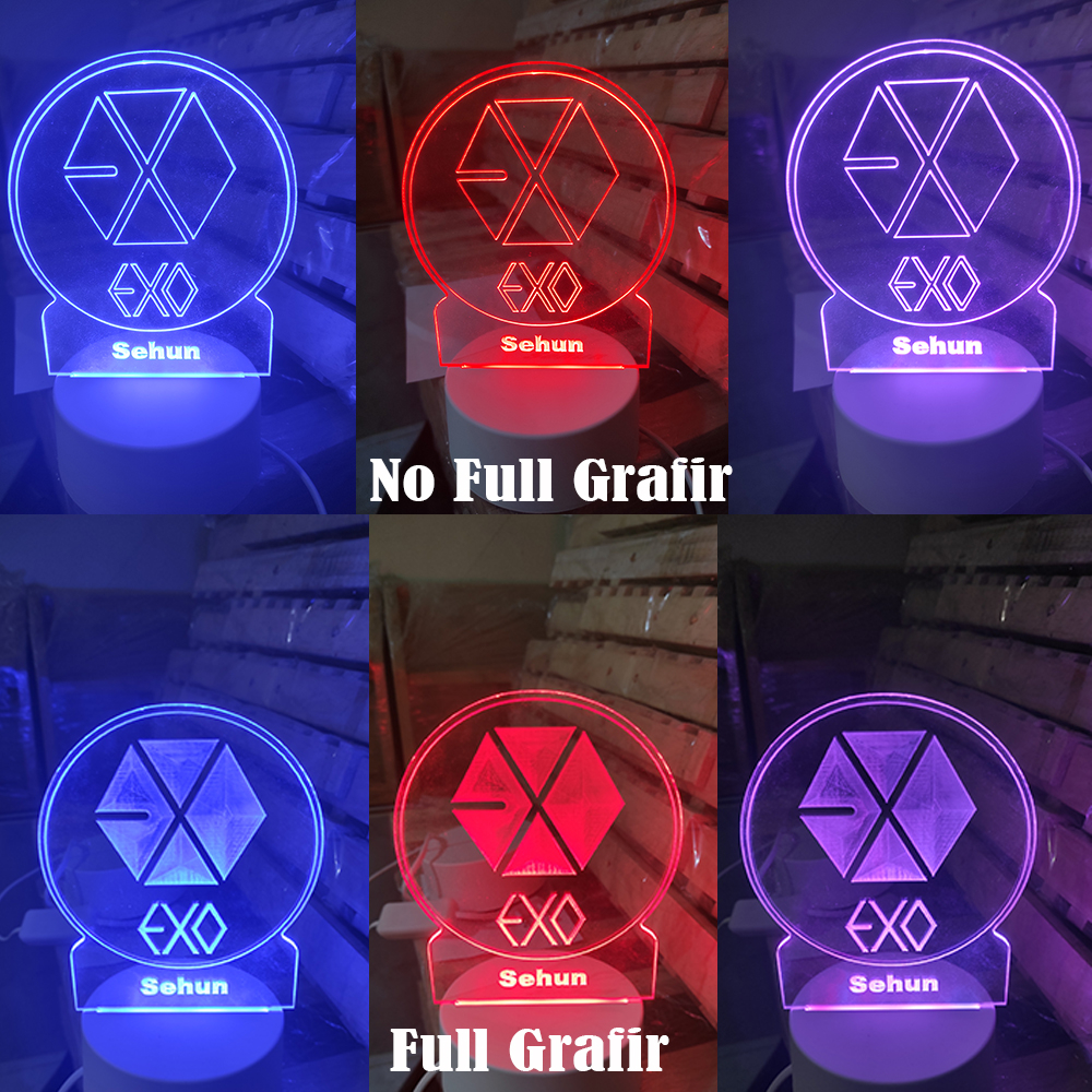 Lampu Tidur Hias / Lampu Tidur Led Logo Exo Custom Nama