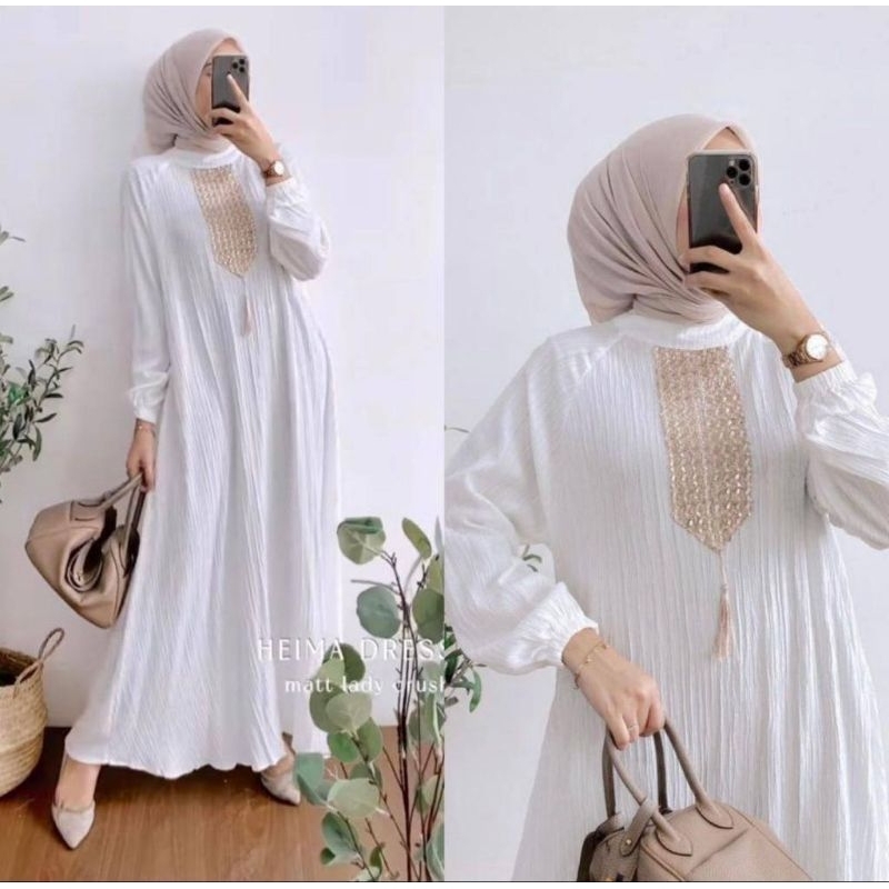 Gamis wanita putih polos _ heima dress_gamis putih polos