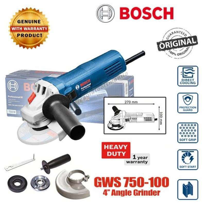 Mesin Gerinda 4" Bosch GWS 750-100 Angle Grinder Heavy Duty