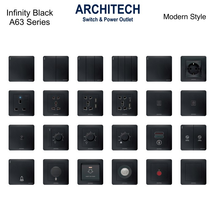 ARCHITECH INIFINITY BLACK/HITAM SAKLAR SERIES A-63