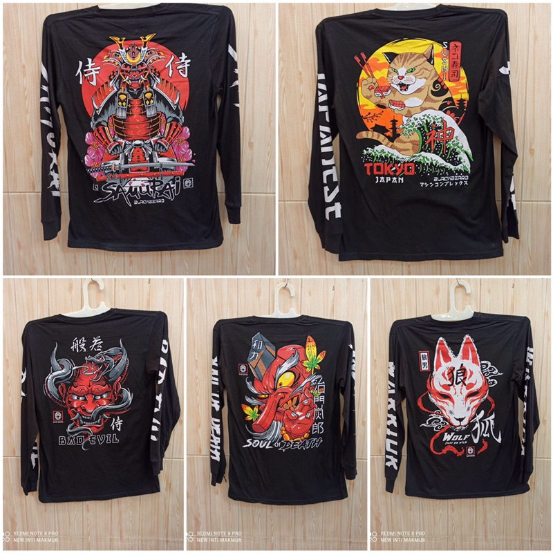 kaos lengan panjang samurai jepang