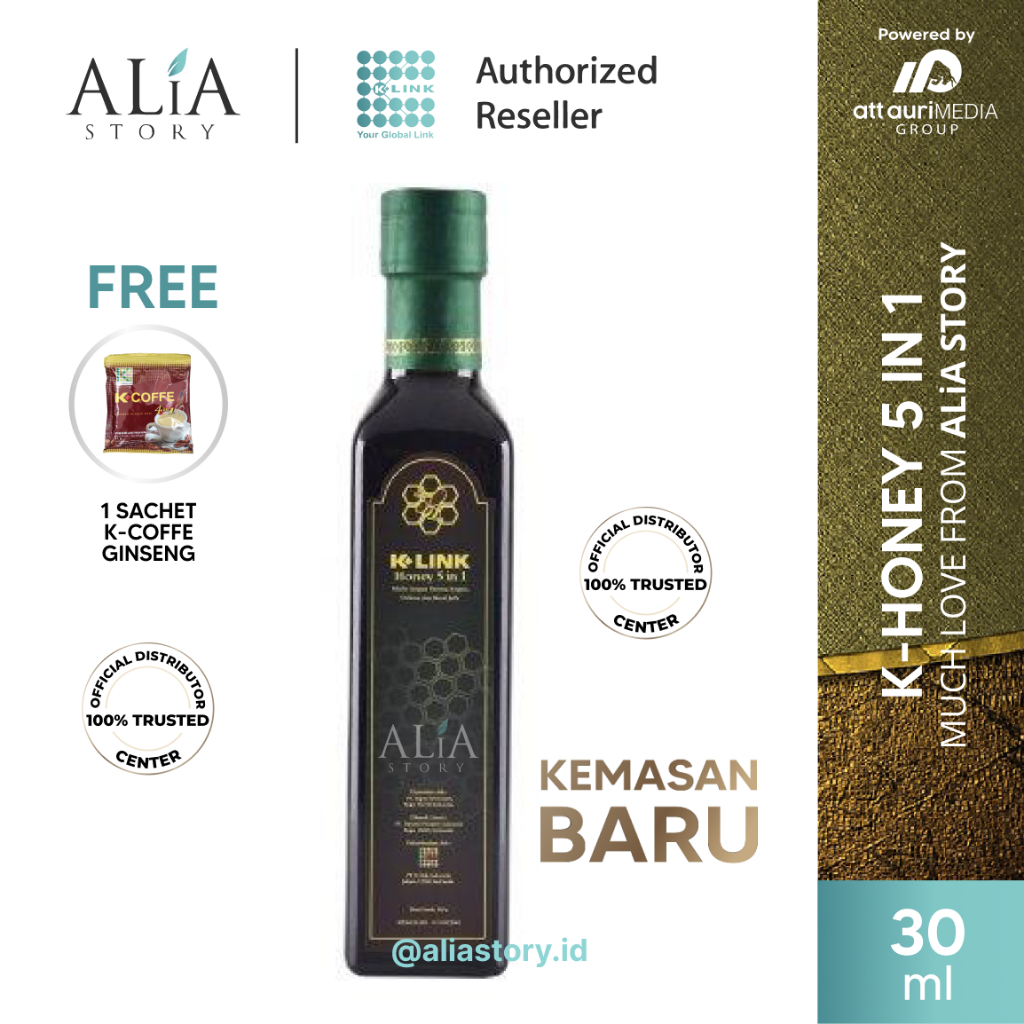 K-Honey 5 in 1 K Link Original 30 ml Madu Ekstrak Buah Kurma Kemasan Baru Madu Murni Berkualitas Tin