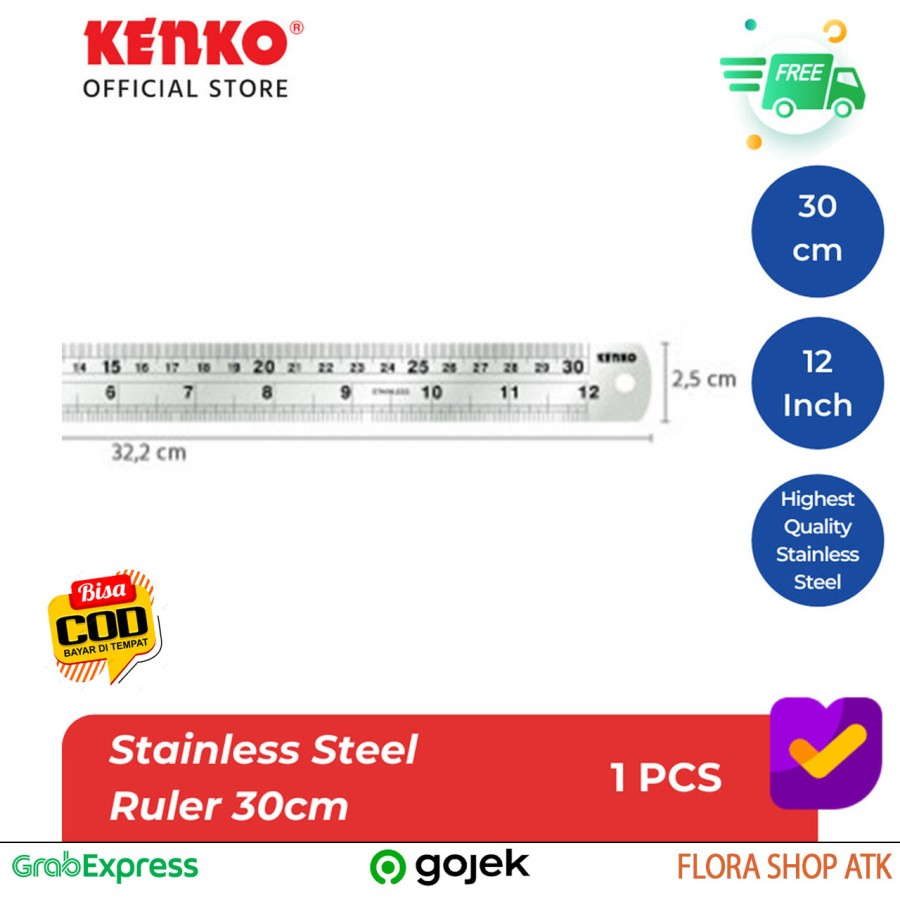 

Penggaris Kenko Besi 30 cm Garisan Besi 30 cm Ruler Stainless Steel