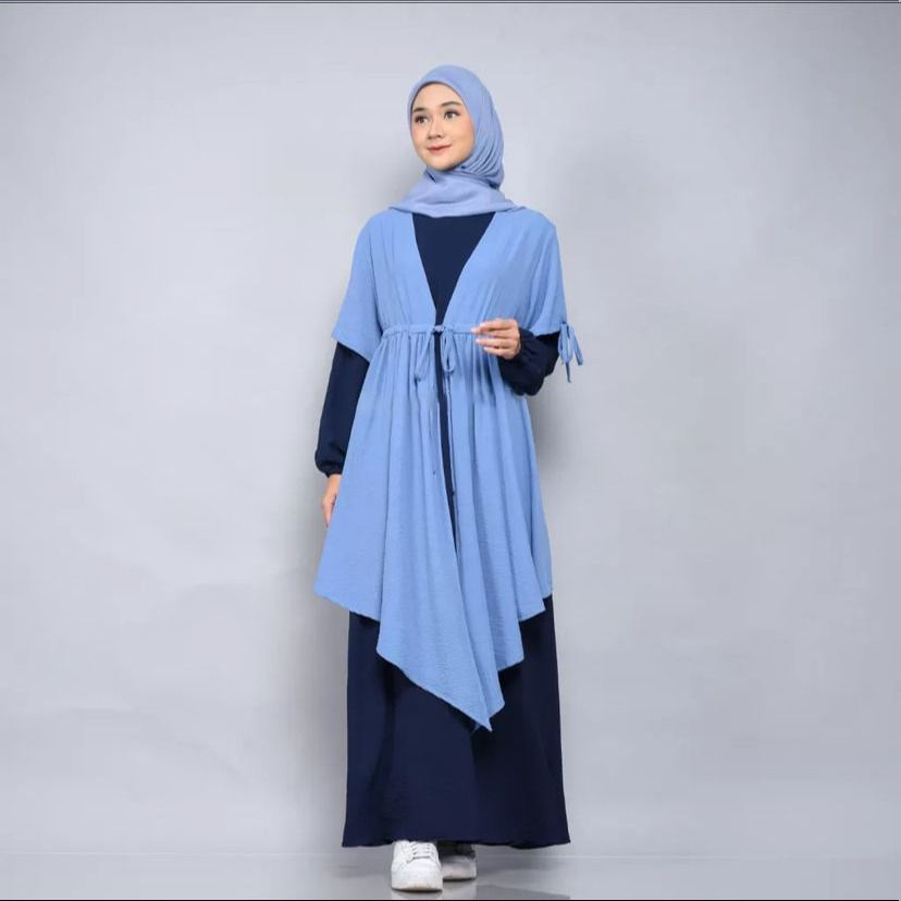 Dress Wanita Dewasa Muslim Faiza Bahan Crinkle Premium Outer Terpisah Dan Bisa Di Lepas Pasang LD 110Cm Fit To XL Jumbo / Fashion Gamis Wanita Terbaru