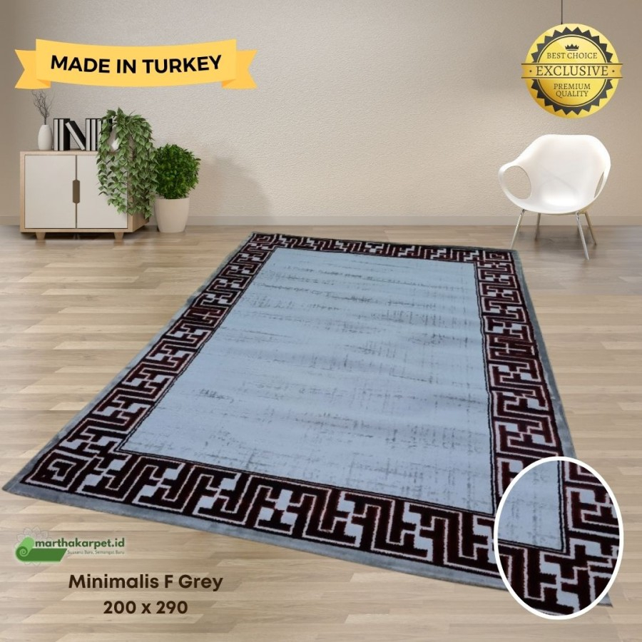 Karpet Turki Import Permadani Asli Turki Uk 200x290 Minimalist F Grey
