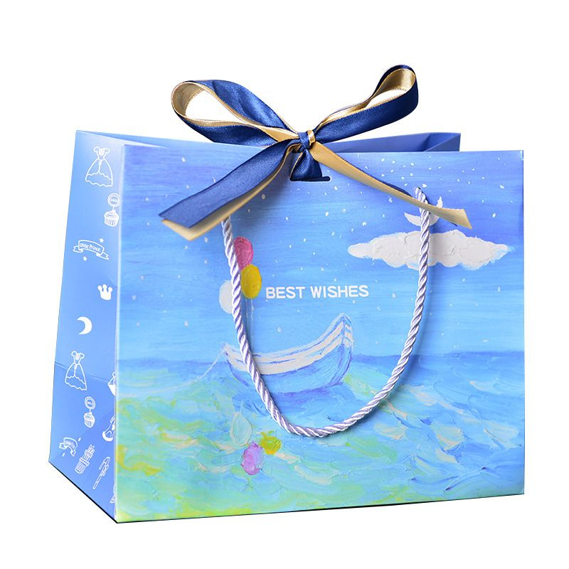 

Paper Bag Goodie Bag Tas Kantong Blue Aurora Vintage Bungkus Kado Bahan Tebal
