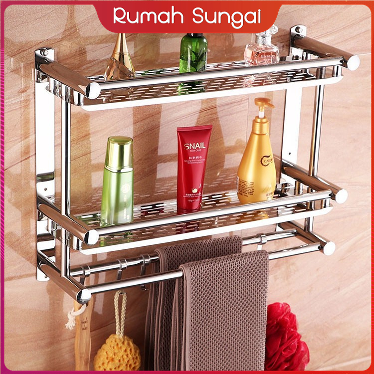 Rak Dinding Kamar Mandi Rak Kamar Mandi 304 Stainless Rak Kamar Mandi Tempel Rak Gantung Kamar Mandi
