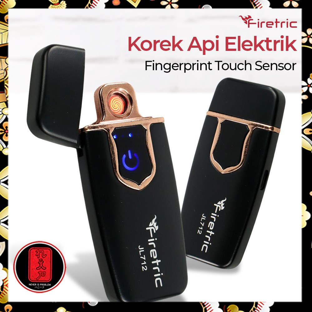 Firetric Korek Api Elektrik Fingerprint Touch Sensor - JL712 - Glossy Black