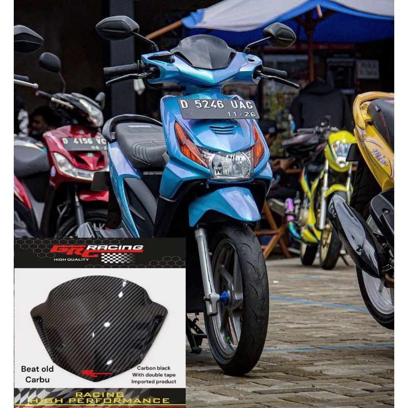 Visor variasi bahan akrilik beat karbu beat fi lama beat new esp warna carbon free doubel tape