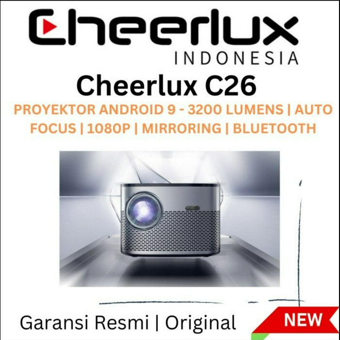 CHEERLUX INDONESIA | Proyektor Cheerlux C26 Android Wifi 3200 Lumens | Projector Auto Focus Android Bluetooth Mirroring