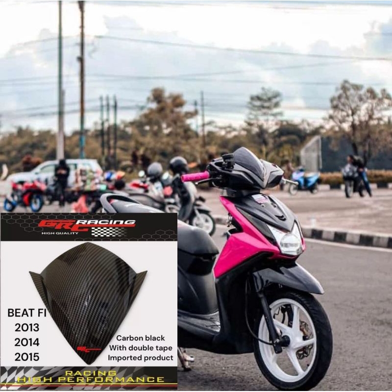 Visor honda beat injeksi lama 2013 sampai 2015 bahan full akrilik motif carbon free perekat lem 3m doubel tape