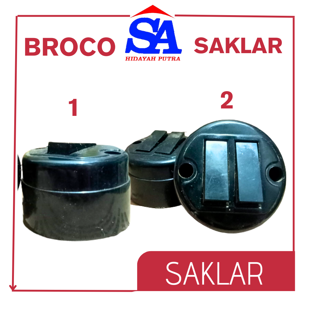 SAKLAR KAYU BROCO SINGLE DAN DOUBLE SWITCH /CETEKAN / outbow /SAKLAR ON OFF