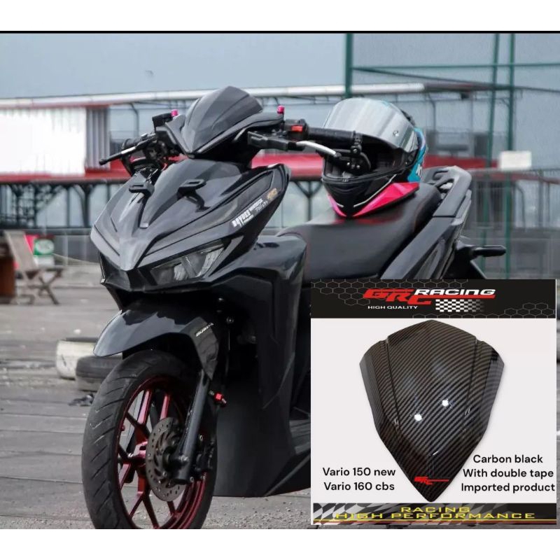 Visor variasi honda vario 125 150 led old led new bahan full akrilik carbon celup wtp free perekat lem 3m doubel tape