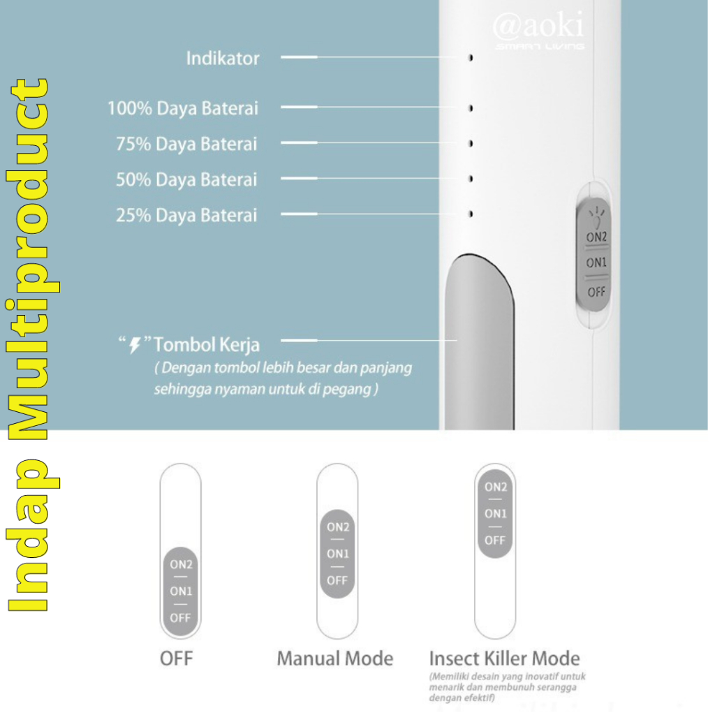 Bisa Cod!!! Raket Nyamuk Setrum Listrik Aoki AK-881S Pengusir Nyamuk Berkualitas